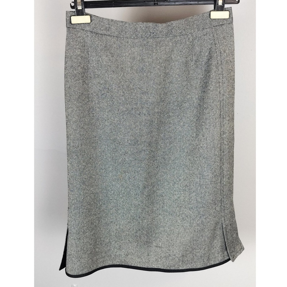 Caractere Wool Skirt Tailored Pencil Skirt With Slit Size 6 Grey Designer Italy